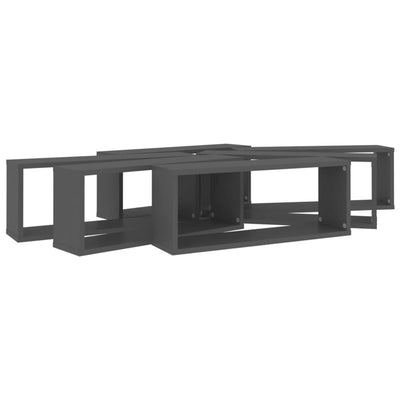 Kuutioseinähyllyt 6 kpl harmaa 60x15x23 cm tekninen puu