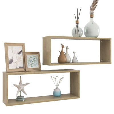 Kuutioseinähyllyt 2 kpl Sonoma-tammi 60x15x23 cm tekninen puu