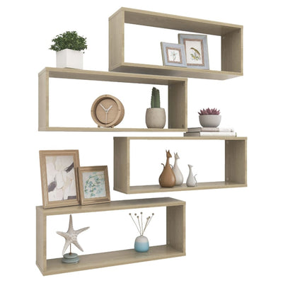 Kuutioseinähyllyt 4 kpl Sonoma-tammi 60x15x23 cm tekninen puu