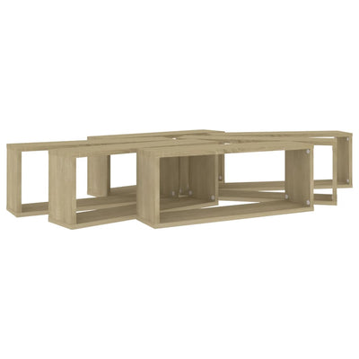 Kuutioseinähyllyt 6 kpl Sonoma-tammi 60x15x23 cm tekninen puu