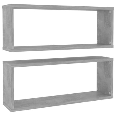 Kuutioseinähyllyt 2 kpl betoninharmaa 60x15x23 cm tekninen puu