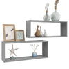 Kuutioseinähyllyt 2 kpl betoninharmaa 60x15x23 cm tekninen puu
