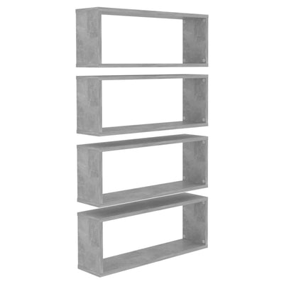 Kuutioseinähyllyt 4 kpl betoninharmaa 60x15x23 cm tekninen puu