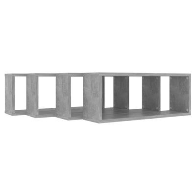 Kuutioseinähyllyt 4 kpl betoninharmaa 60x15x23 cm tekninen puu
