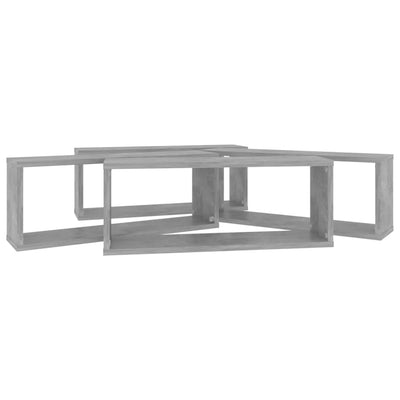 Kuutioseinähyllyt 4 kpl betoninharmaa 60x15x23 cm tekninen puu
