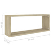 Kuutioseinähyllyt 2 kpl valk. ja Sonoma-tammi 60x15x23 cm puu
