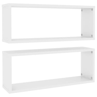 Kuutioseinähyllyt 2 kpl korkeak. valk. 60x15x23 cm tekninen puu