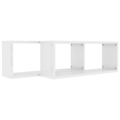 Kuutioseinähyllyt 2 kpl korkeak. valk. 60x15x23 cm tekninen puu