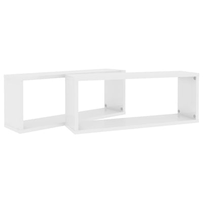 Kuutioseinähyllyt 2 kpl korkeak. valk. 60x15x23 cm tekninen puu