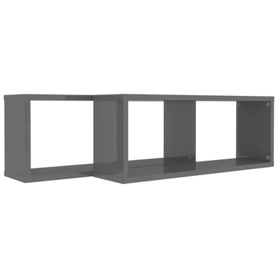 Kuutioseinähyllyt 2 kpl korkeak. harmaa 60x15x23cm tekninen puu