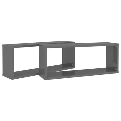 Kuutioseinähyllyt 2 kpl korkeak. harmaa 60x15x23cm tekninen puu