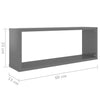 Kuutioseinähyllyt 2 kpl korkeak. harmaa 60x15x23cm tekninen puu
