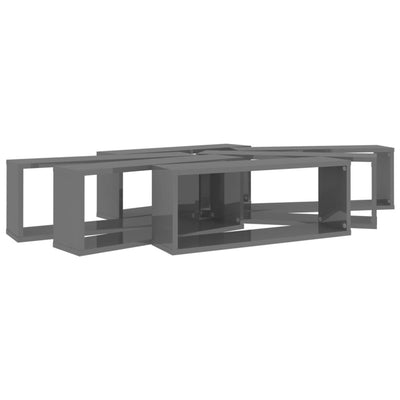 Kuutioseinähyllyt 6 kpl korkeak. harmaa 60x15x23cm tekninen puu