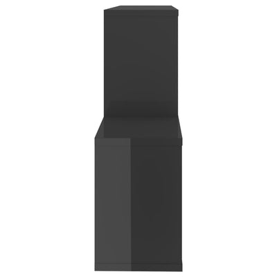 Seinähylly korkeakiilto harmaa 100x18x53 cm tekninen puu