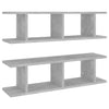 Seinähyllyt 2 kpl betoninharmaa 75x18x20 cm tekninen puu