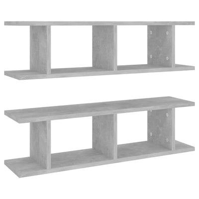 Seinähyllyt 2 kpl betoninharmaa 75x18x20 cm tekninen puu