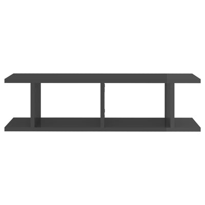 Seinähyllyt 2 kpl korkeakiilto harmaa 75x18x20 cm tekninen puu