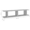 Seinähyllyt 2 kpl betoninharmaa 90x18x20 cm lastulevy