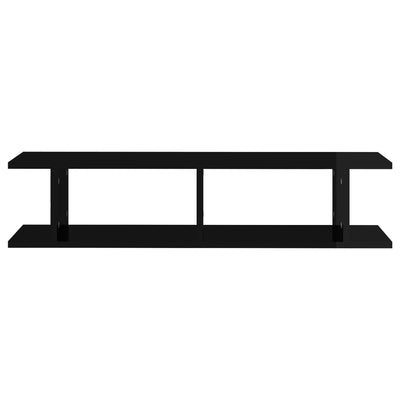 Seinähyllyt 2 kpl korkeakiilto musta 90x18x20 cm tekninen puu