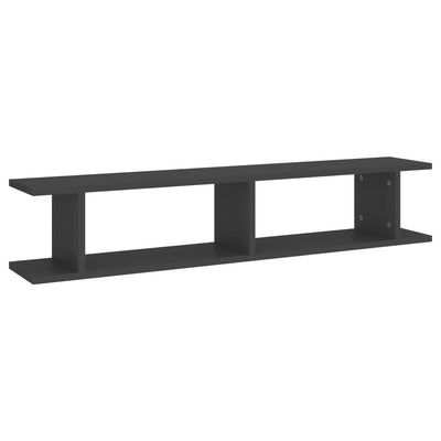 Seinähyllyt 2 kpl harmaa 105x18x20 cm tekninen puu