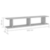 Seinähyllyt 2 kpl betoninharmaa 105x18x20 cm lastulevy