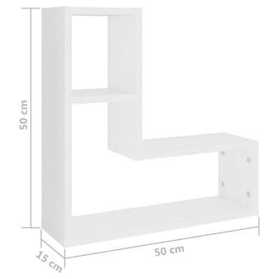 Seinähyllyt 2 kpl valkoinen 50x15x50 cm tekninen puu