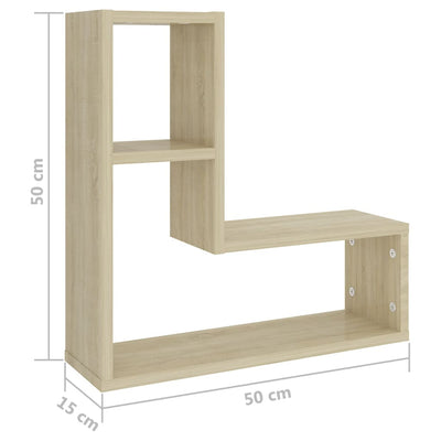 Seinähyllyt 2 kpl Sonoma-tammi 50x15x50 cm tekninen puu