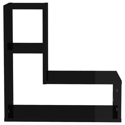 Seinähyllyt 2 kpl korkeakiilto musta 50x15x50 cm lastulevy