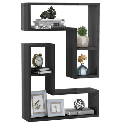 Seinähyllyt 2 kpl korkeakiilto harmaa 50x15x50 cm lastulevy