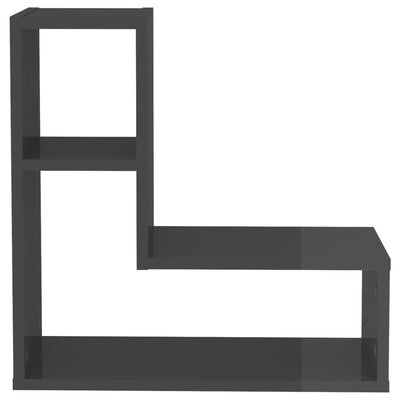 Seinähyllyt 2 kpl korkeakiilto harmaa 50x15x50 cm lastulevy