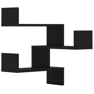 Seinäkulmahyllyt 2 kpl musta 40x40x50 cm tekninen puu