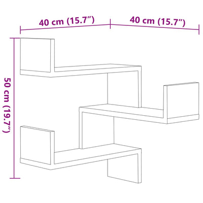 Seinäkulmahyllyt 2 kpl musta 40x40x50 cm tekninen puu