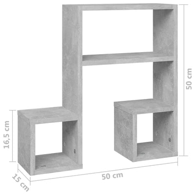 Seinähyllyt 2 kpl betoninharmaa 50x15x50 cm tekninen puu