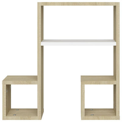 Seinähyllyt 2 kpl valk. ja Sonoma-tammi 50x15x50 cm lastulevy