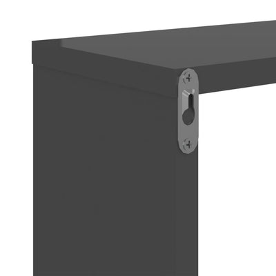 Seinähyllyt 2 kpl korkeakiilto harmaa 50x15x50 cm tekninen puu