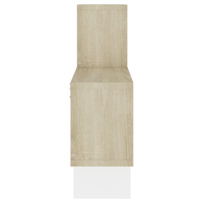 Seinähylly autonmuotoinen valk./Sonoma-tammi 82x15x51 cm puu