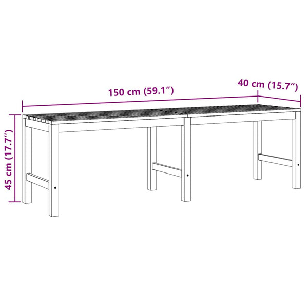 Puutarhapenkki 150 cm täysi tiikki