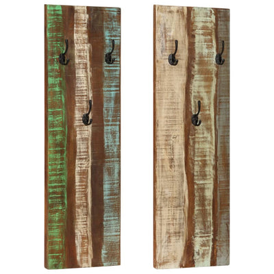 Seinäkiinnitteiset naulakot 2 kpl 36x3x110cm täysi kierrätyspuu