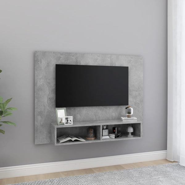 TV-taso seinälle betoninharmaa 120x23,5x90 cm tekninen puu