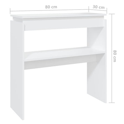 Konsolipöytä valkoinen 80x30x80 cm tekninen puu