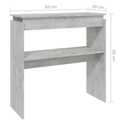 Konsolipöytä betoninharmaa 80x30x80 cm lastulevy