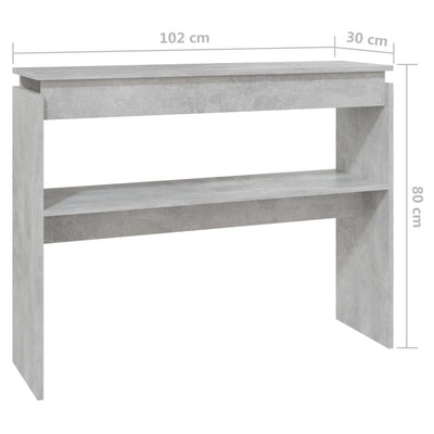 Konsolipöytä betoninharmaa 102x30x80 cm tekninen puu