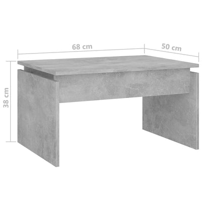 Sohvapöytä betoninharmaa 68x50x38 cm tekninen puu