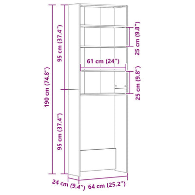 Valkoinen pesukonekaappi Saco 64x24x190cm