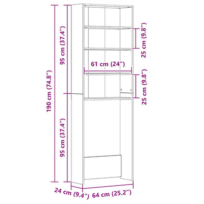 Musta pesukonekaappi Saco 64x24x190cm