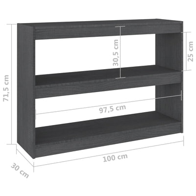 Kirjahylly/tilanjakaja harmaa 100x30x71,5 cm täysi mänty