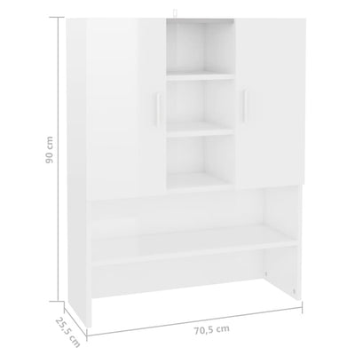Pesukonekaappi korkeakiilto valkoinen 70,5x25,5x90 cm