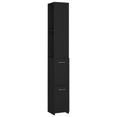 Kylpyhuoneen kaappi musta 25x26,5x170 cm tekninen puu