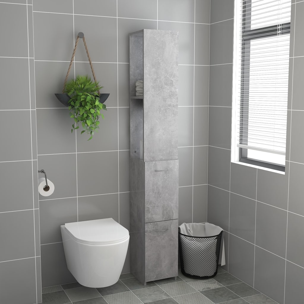 Betoninharmaa kylpyhuoneen kaappi Halie 25x26,5x170cm (puinen)