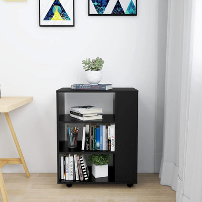 Kaappi pyörillä musta 60x35x75 cm tekninen puu